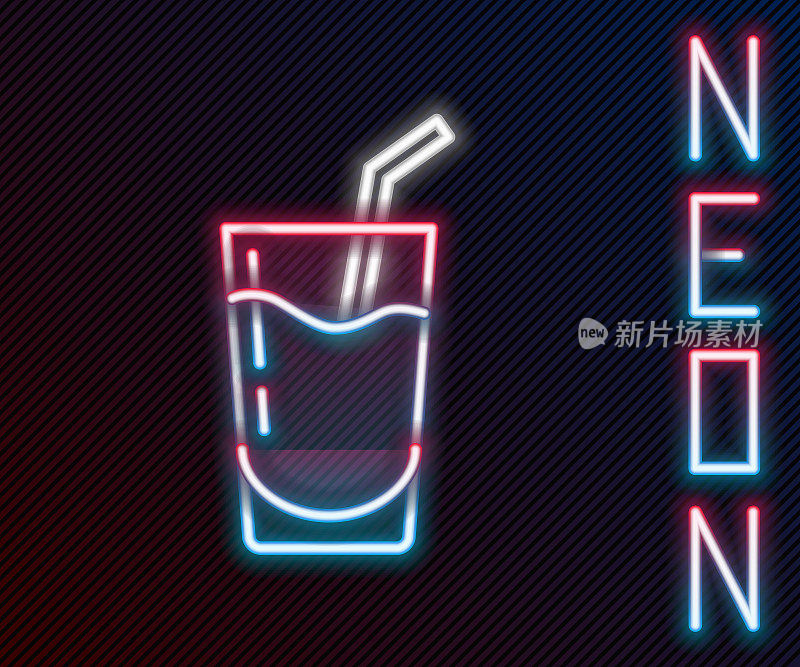 Glowing neon line Cocktail and alcohol drink icon isolated on black background. Colorful outline concept. Vector